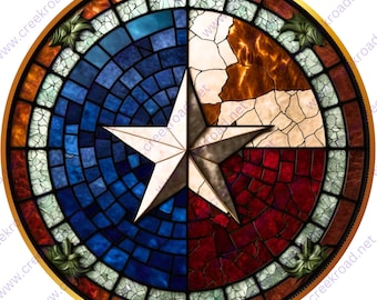 State of Texas Faux Mosaic Tile Round Wreath Sign-Sublimation-Everyday-Decor