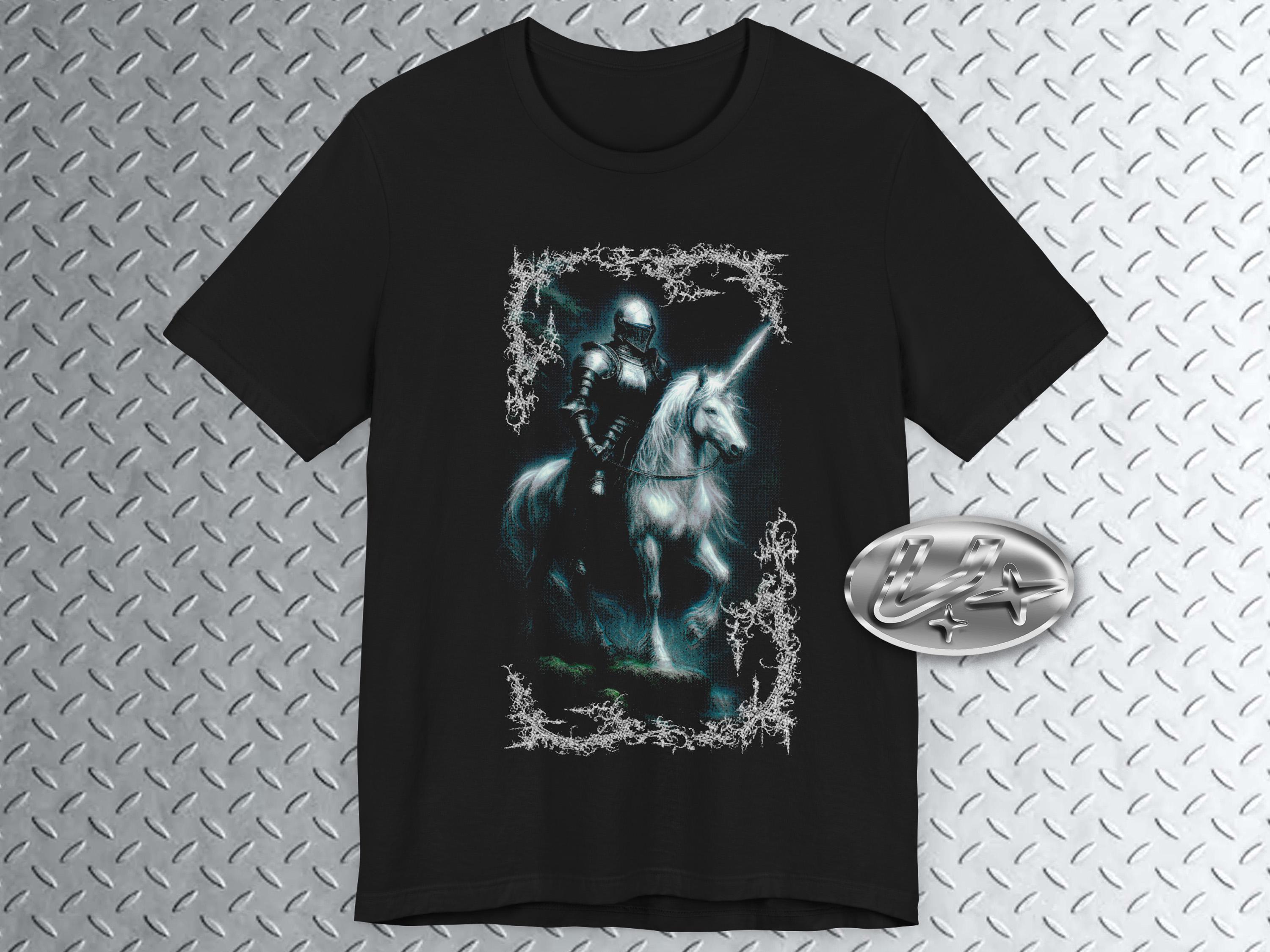 Knight Unicorn, Neo Tribal Design, Cybersigilism, Goth, Fairycore, Y2k Art Shirt, Knightcore, Dark Fantasy, Medieval, Bitmap Art