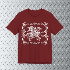 Dragon Graphic Tee, Medieval Dragon Shirt, Dark Fantasy t shirt, 8bit Art, bitmap art, mythical creature, goth, castlecore, knightcore image 4