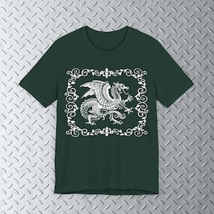 Dragon Graphic Tee, Medieval Dragon Shirt, Dark Fantasy t shirt, 8bit Art, bitmap art, mythical creature, goth, castlecore, knightcore image 3