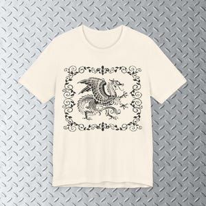 Dragon Graphic Tee, Medieval Dragon Shirt, Dark Fantasy t shirt, 8bit Art, bitmap art, mythical creature, goth, castlecore, knightcore image 2