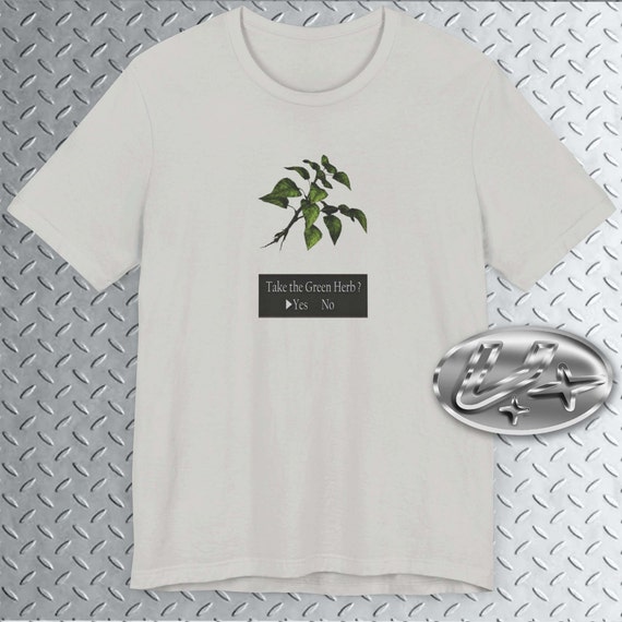 Green Herb Shirt ,re4 Vintage Ps2 , Funny Meme, Gaming Meme, Green
