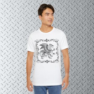 Dragon Graphic Tee, Medieval Dragon Shirt, Dark Fantasy t shirt, 8bit Art, bitmap art, mythical creature, goth, castlecore, knightcore image 7