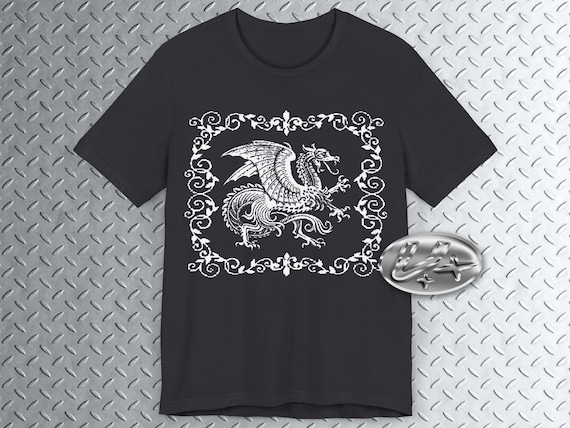 Dragon Graphic Tee, Medieval Dragon Shirt, Dark Fantasy t shirt, 8bit Art, bitmap art, mythical creature, goth, castlecore, knightcore