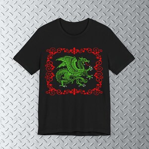 Dragon Graphic Tee, Medieval Dragon Shirt, Dark Fantasy t shirt, 8bit Art, bitmap art, mythical creature, goth, castlecore, knightcore image 5