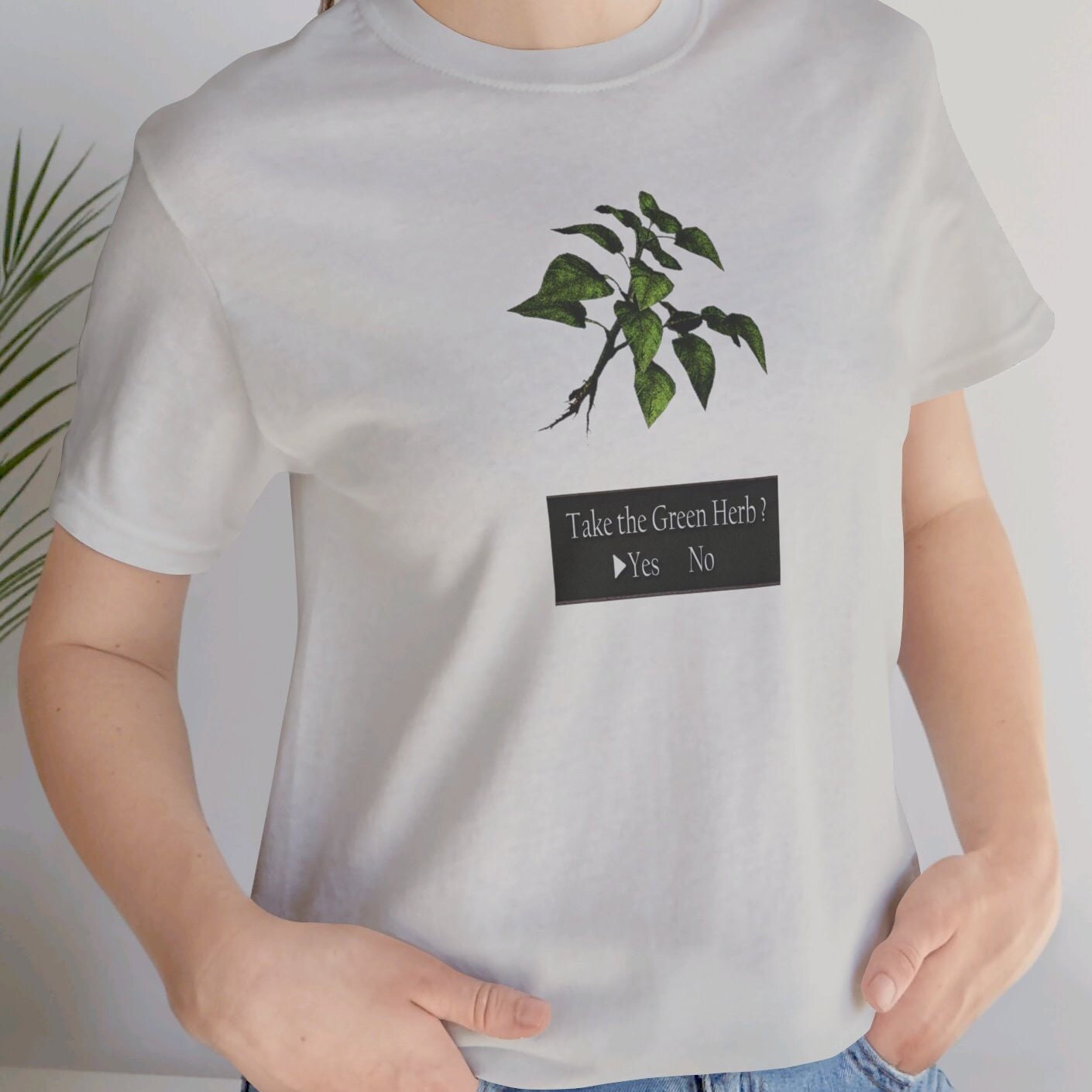 Green Herb Shirt ,re4 Vintage Ps2 , Funny Meme, Gaming Meme, Green