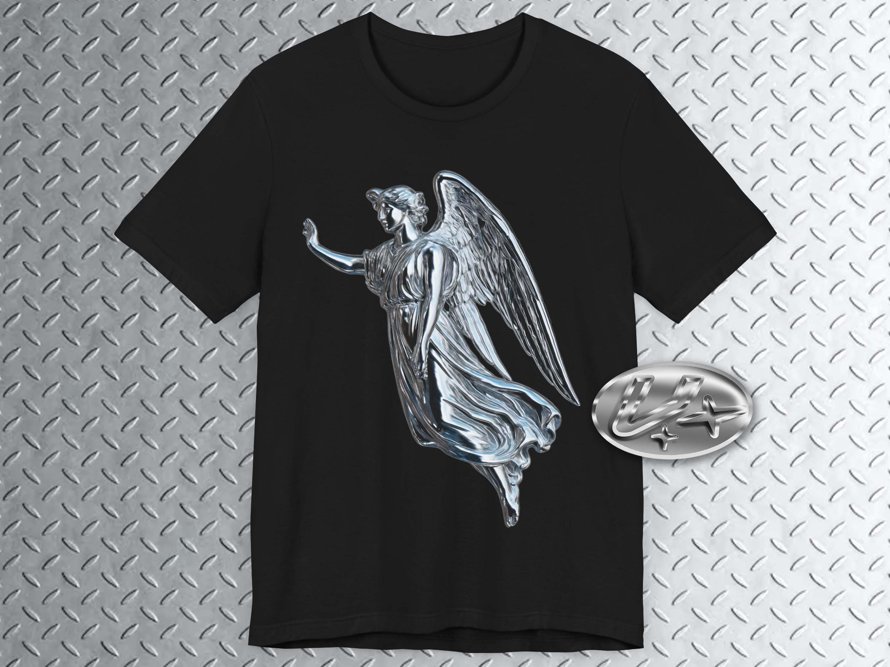 エンジェルグラフィックTシャツ、エンジェルシャツ、Y2KアートTシャツ 