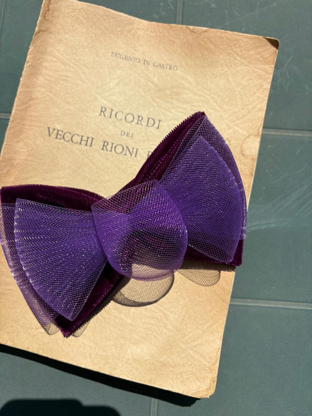 Gorgeous Purple & Black Velvety French Hair Clip, Vintage Hair  Bow Purple velvet Lacy Hair Bow – Numonday main image 3
