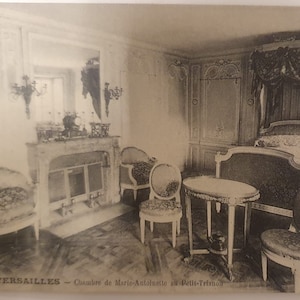 Français Versailles 1900 Carte postale de la chambre de Marie-Antoinette / Photo de la chambre de Marie-Antoinette / Impression ancienne à encadrer / Composition d'impression ancienne