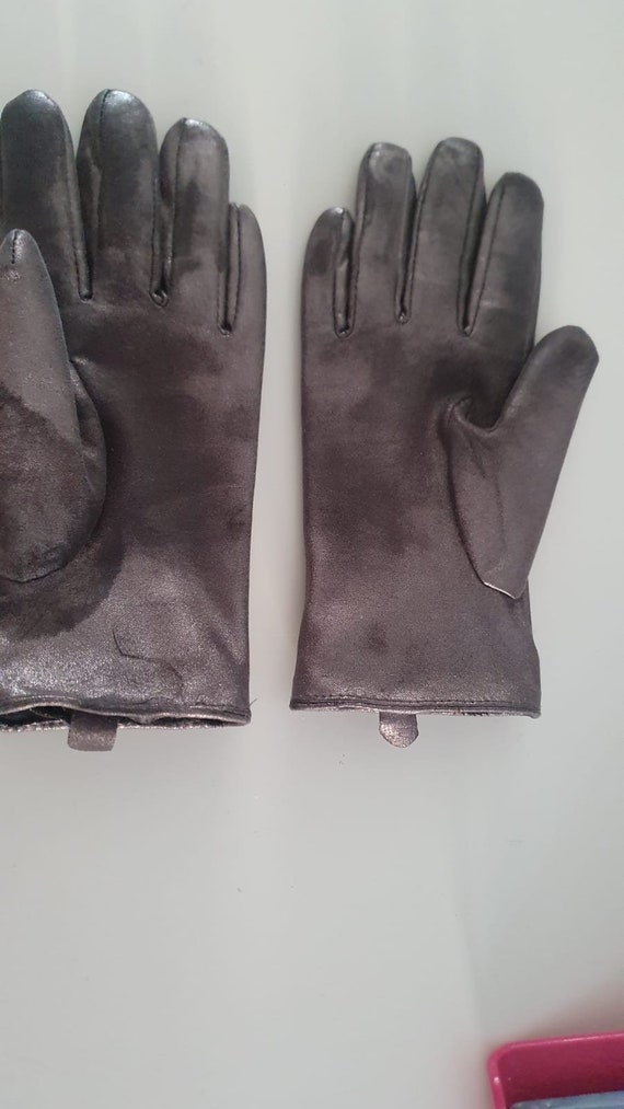 Italian Vintage Silver Gloves with studs / Vintag… - image 4