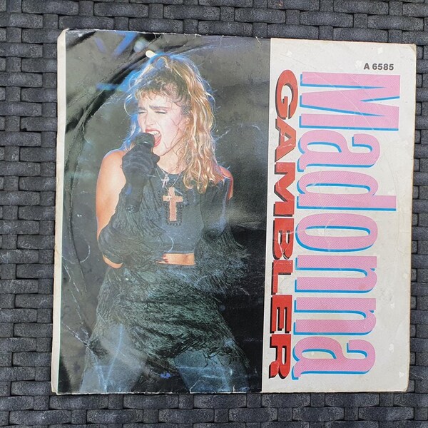 1980s Madonna LP Single Gambler / 1980s Vintage Madonna LP vintage vinyl Madonna vinyl home decor Real vinyl wall art