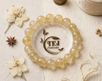 Undyed Unheated Untreated Genuine Natural Brazil Cloudy Citrine 10mm Bracelet