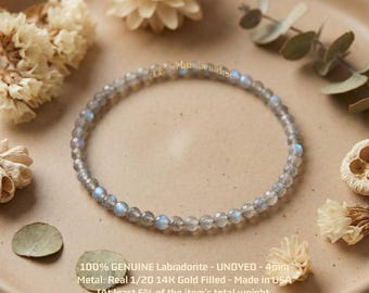 5A Faceted Labradorite Bracelet for Women | Handmade Gray Gemstone Bracelet | Minimal Gift for Her | Facet Gemstone Gift For Mom Gifts