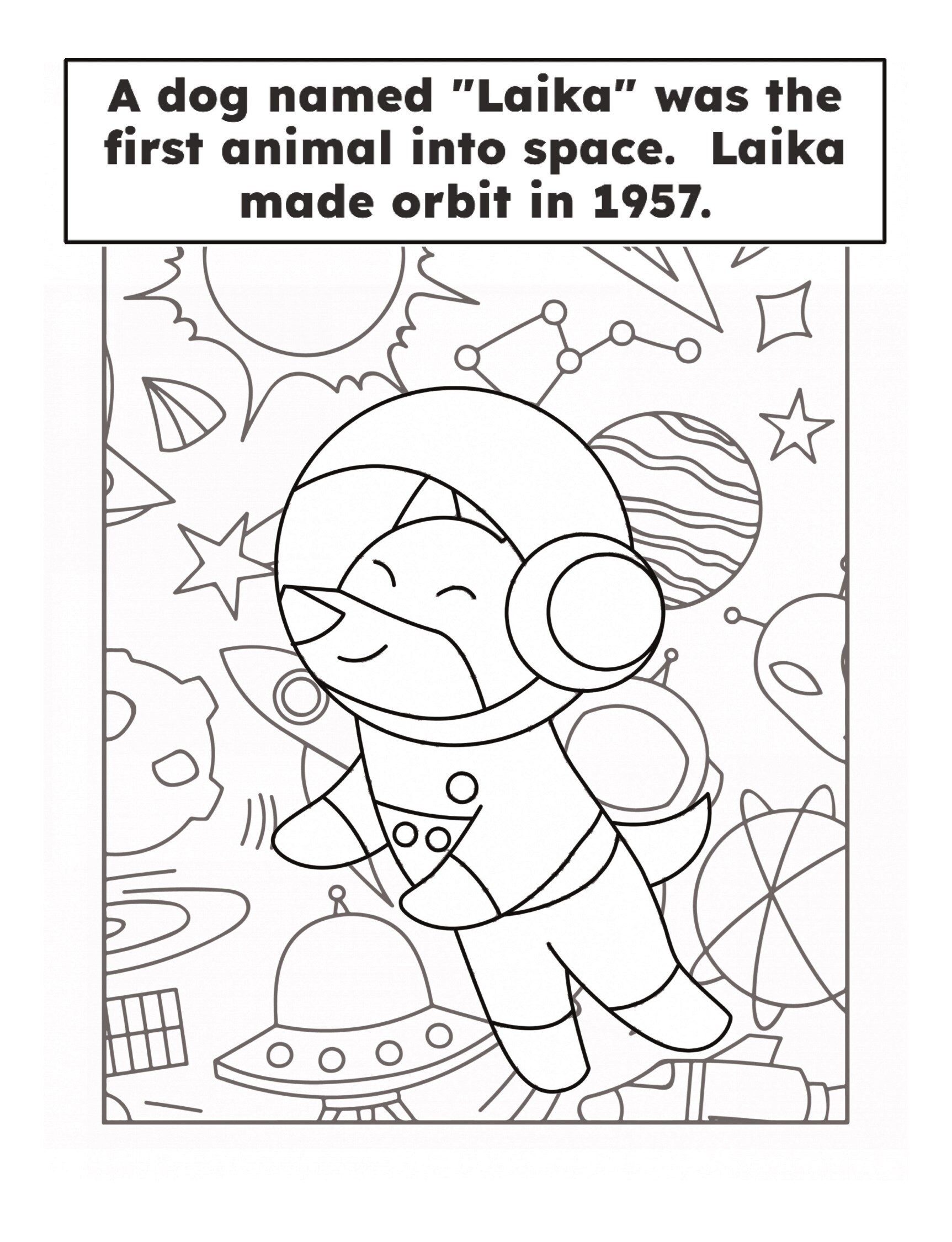 Dogs in Space Coloring Pages With Fun Space Facts on Each Page. - Etsy