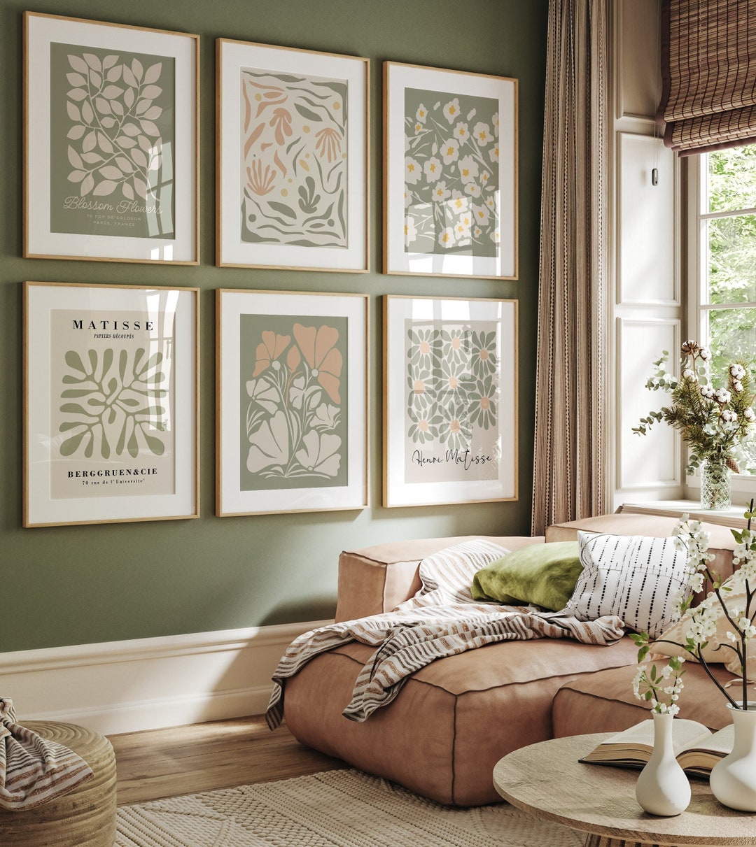 Sage Green Gallery Wall Set of 6 Sage Green Wall Art Green - Etsy