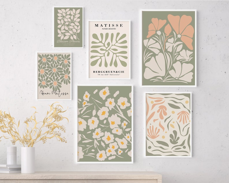 Sage Green Gallery Wall Set of 6 Sage Green Wall Art Green Etsy