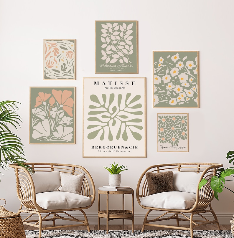 Sage Green Gallery Wall Set of 6 Sage Green Wall Art Green Etsy