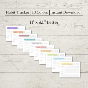 Rastreador de hábitos mensal, modelo de rastreador de hábitos, rastreador de rotina, desafio de hábitos de 30 dias, A4/Carta, download instantâneo