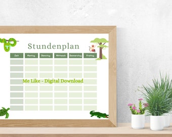 Stundenplan, Sofort-Download, Tieren, Stundenplan mit Tieren, Druckbarer Stundenplaner