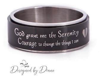 SERENITY PRAYER SPINNER Ring Roestvrij Stalen Gebedswiel maten 5-14