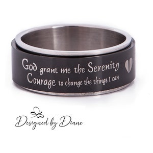 SERENITY PRAYER SPINNER Anillo Rueda de oración de acero inoxidable tamaños 5-14
