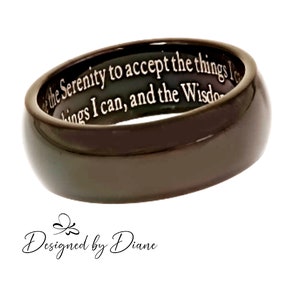 SERENITY PRAYER Schwarzes Band Edelstahl Witwer/Witwe Ring
