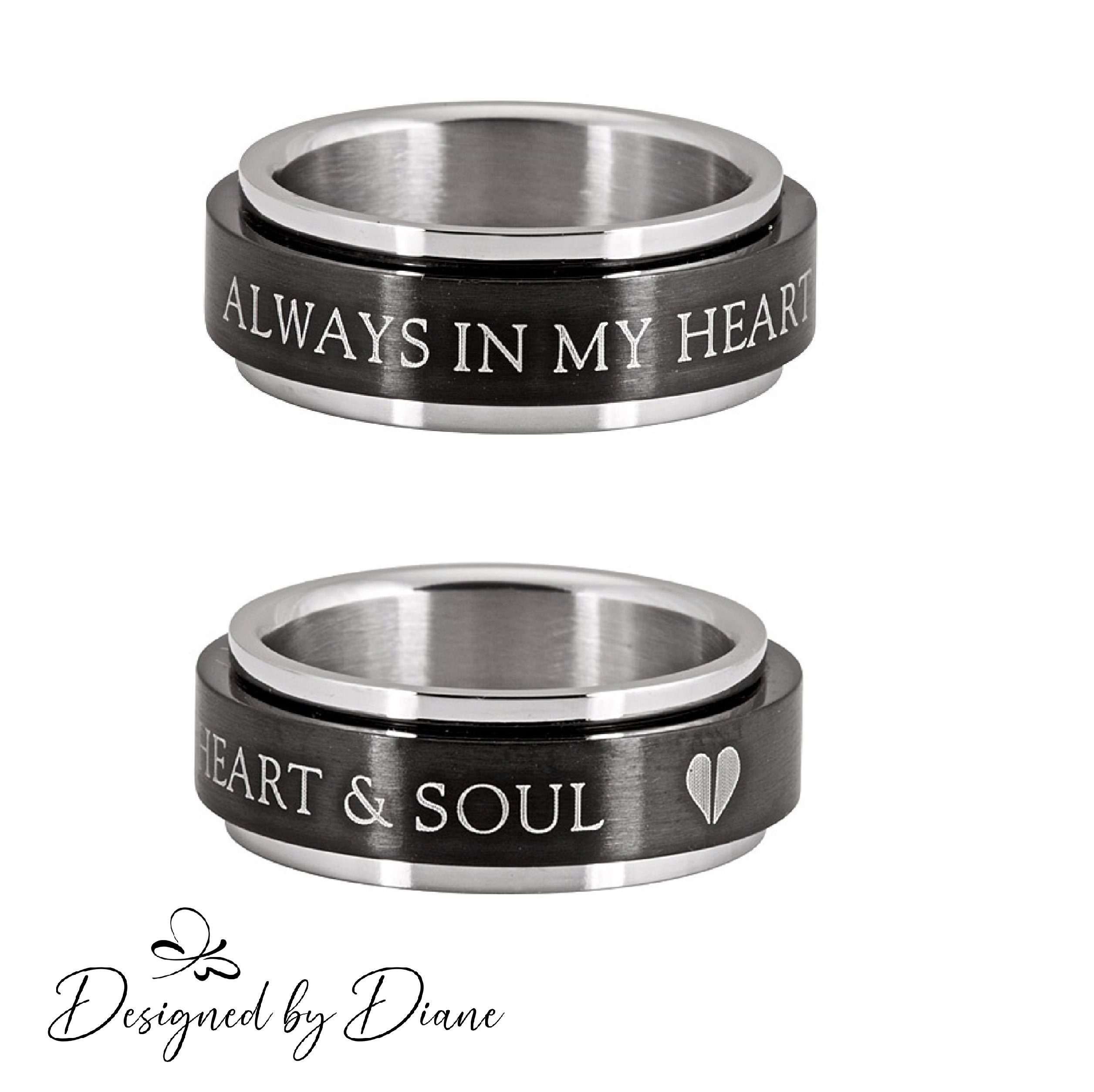 ALWAYS IN MY Heart Soul Stainless Steel Spinner Widows Widowers Ring