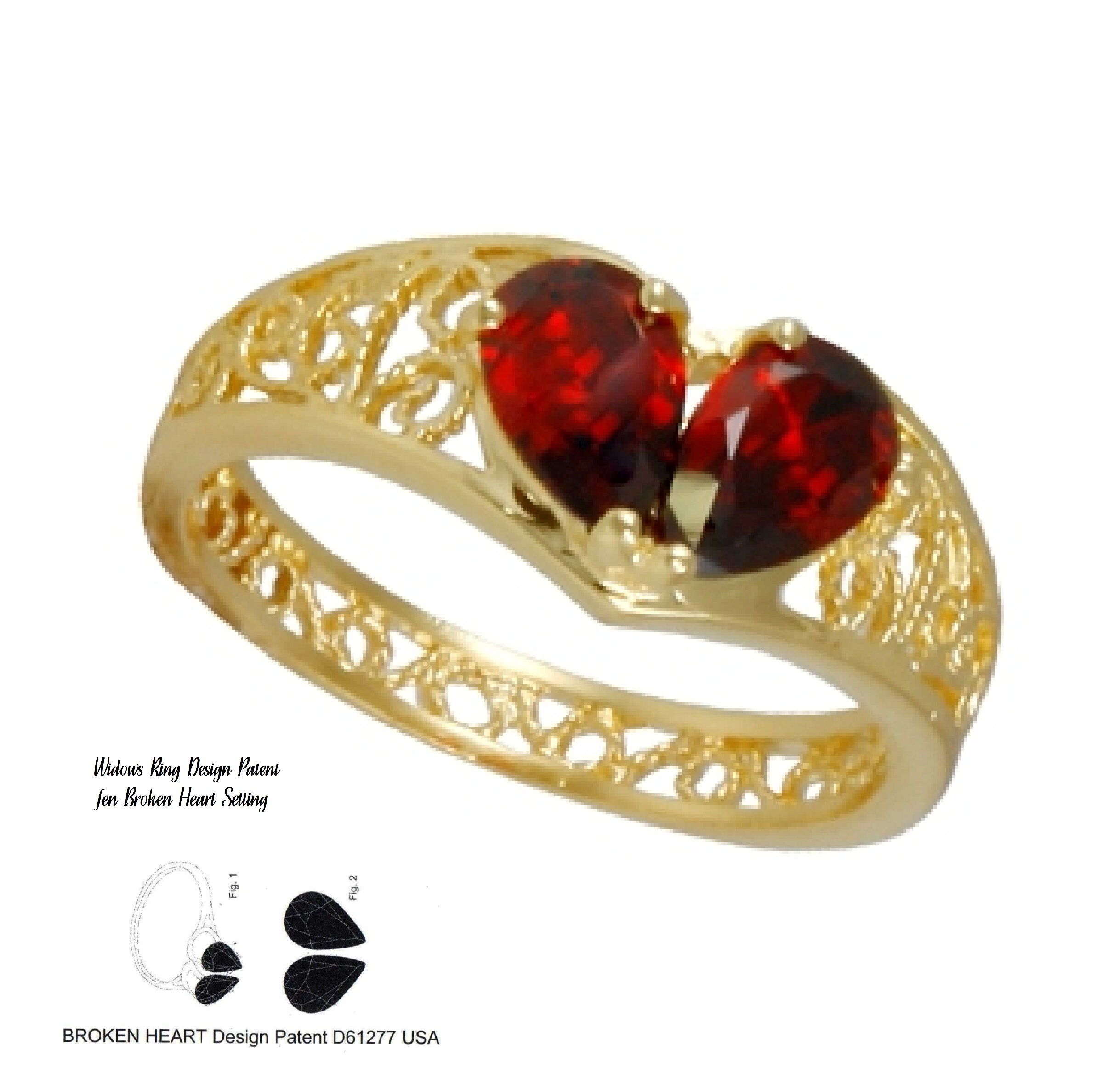 BROKEN HEART RING Designed by a Widow Gold Over Sterling