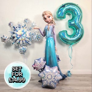 Giant 3D Disney Elsa Frozen Foil Balloon Set 144cm Helium AirWalker Birthday UK
