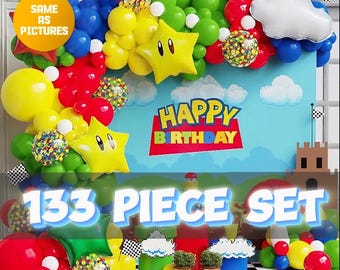 Mario Birthday Party Balloons Birthday Party SuperMario Kids Party Mario Luigi Party Decorations Balloon Arch
