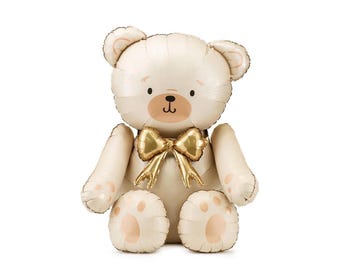Ours en peluche ballon anniversaire baby shower party premier anniversaire décoration 4D aluminium brillant ballon énorme