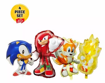 Sonic Set of Foil Balloons Birthday Kids Party Sonic The Hedgehog Decorations Banner