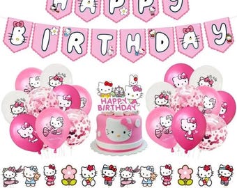 Hello Kitty Birthday Decorations Party Supplies Table Cover Balloons Banner