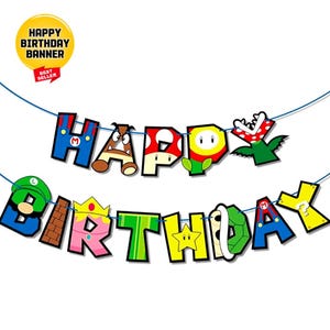Mario Birthday Banner: Super Mario Party Decorations