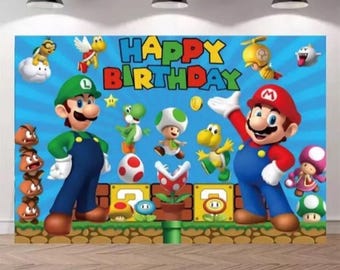 Super Mario Birthday Party  Decorations: Backdrop