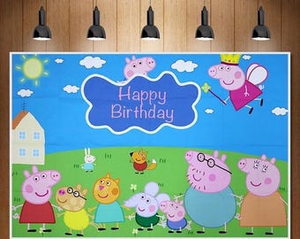 Peppa Pig Birthday Party Decoration Set: Balloons, Backdrop & Banner