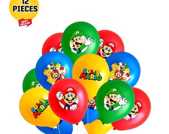 Mario Latex Balloons Set of 12 Birthday Party SuperMario Kids  Luigi Mario Party Balloon