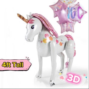 Giant 120cm 3D Unicorn Airwalker Balloon Girls Birthday Party Helium/Air Stand