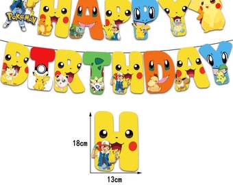 Pokemon Balloons Kids Birthday Party Decoration Pikachu Theme Banner