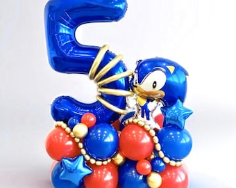 Sonic Birthday Balloons: Blue Number & Superhero Party Decoration