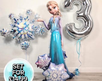 Giant Elsa AirWalker Balloon: Frozen Birthday Party Decoration (144cm, Self-Sealing, Reusable Design)
