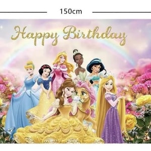 Disney Princess Belle Elsa Cinderella Backdrop Balloons Birthday Party Supplies Decorations