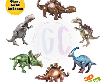 Large Dinosaur Balloons T-Rex Tricerotops Jurassic Park Birthday Party Decorations 4D Balloon