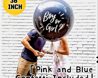 36 inch Large Gender Reveal Balloon Boy or Girl Confetti UK