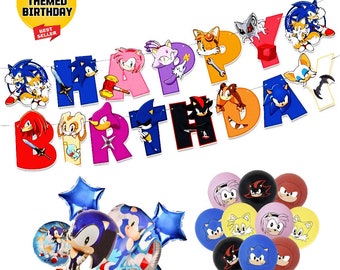 Sonic Set of 6 Foil Balloons Birthday Kids Party Sonic The Hedgehog Decorations