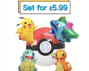 Ballons Pokémon (lot de 5) - Décoration pour fête d'anniversaire d'enfant - Thème Pikachu