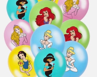 Disney Princess Belle Elsa Cinderella Foil Balloons Birthday Party Decorations Latex Balloons