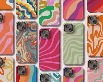 Coque Vague Colorée pour iPhone 15 Pro Max | Housse au Design Abstrait Swirl pour iPhone 14, iPhone 13, iPhone 12, iPhone 11, SE, Xs, Xr, X