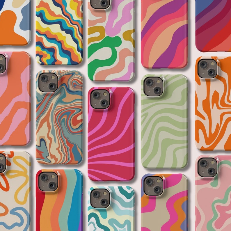 Coque Vague Colorée pour iPhone 15 Pro Max Housse au Design Abstrait Swirl pour iPhone 14, iPhone 13, iPhone 12, iPhone 11, SE, Xs, Xr, X image 1