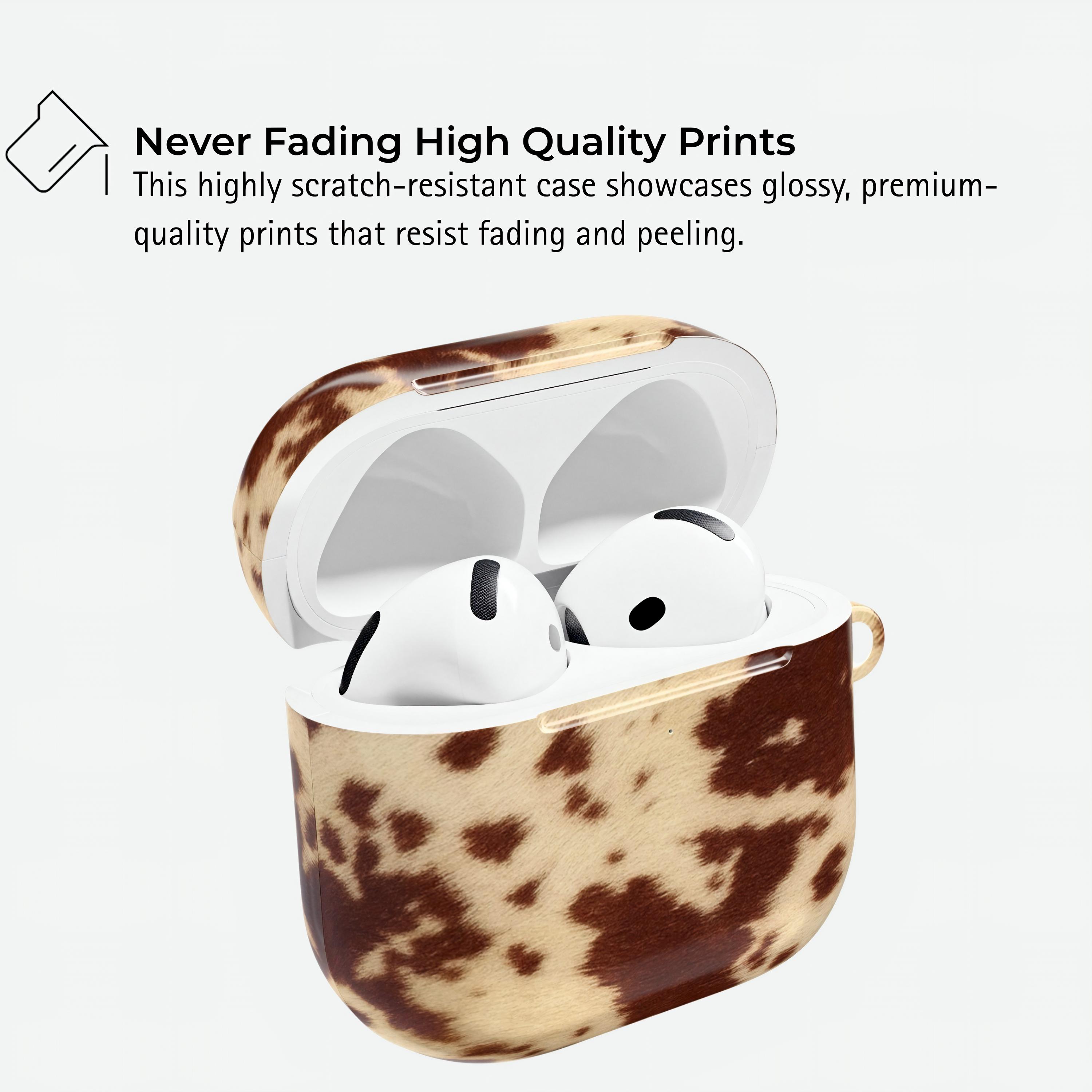 Cow Print Airpods Case | Chic Western Cowhide Earbuds Cover for